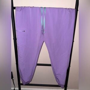 Figs Women's Purple Pants with Teal Drawstring